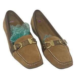 Etienne Aigner Genuine Leather Suede Buckle Loafer Slip Ons - EC - 8.5